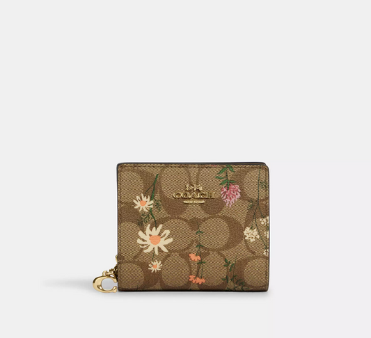 C.O.A.C.H Snap Wallet In Signature Canvas With Wildflower Print