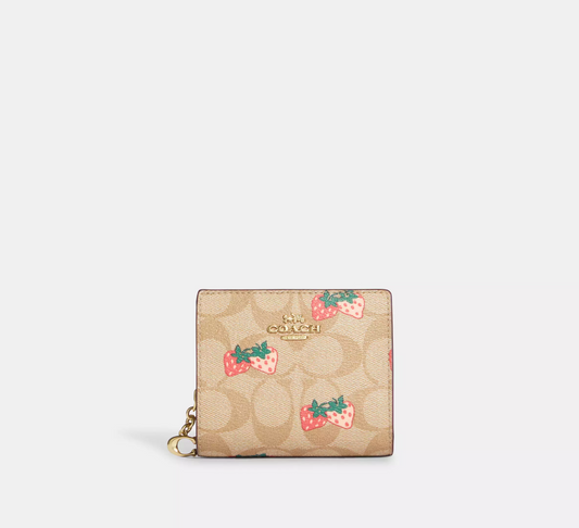 C.O.A.C.H Snap Wallet In Signature Canvas With Strawberry Print