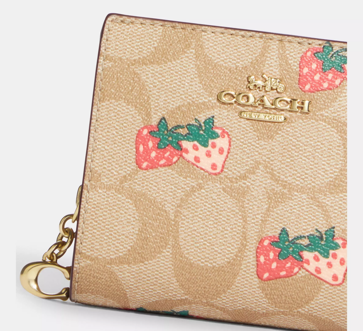 C.O.A.C.H Snap Wallet In Signature Canvas With Strawberry Print