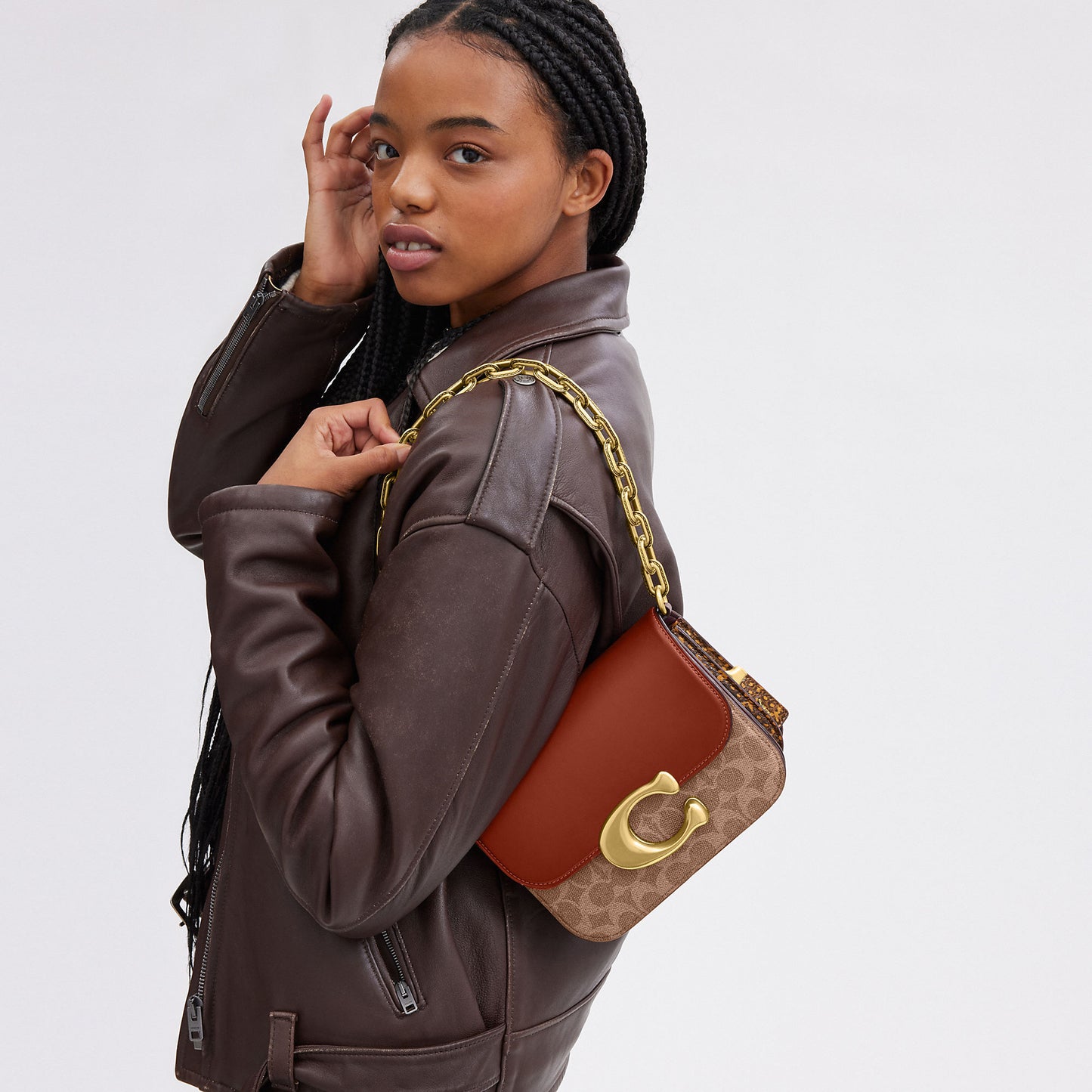 C.O.A.C.H IDOL BAG IN SIGNATURE CANVAS WITH SNAKESKIN DETAIL CROSSBODY BAG