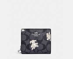 C.O.A.C.H Snap Wallet In Signature Canvas With Happy Dog Print Zipper