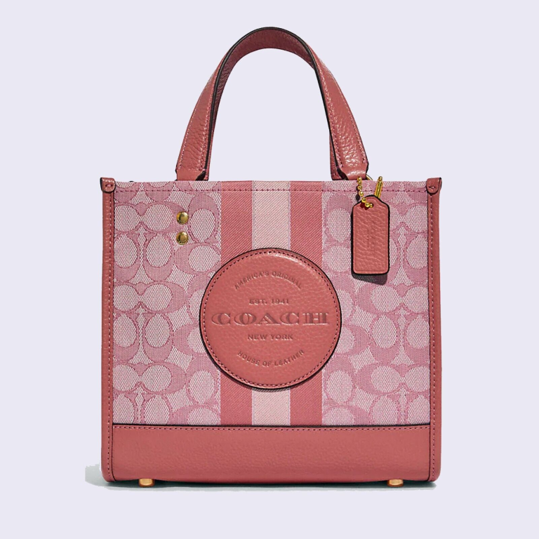 C.O.A.C.H Dempsey Tote 22 In Signature Jacquard With Stripe And Coach Patch for Crossbody/Shoulder Wear