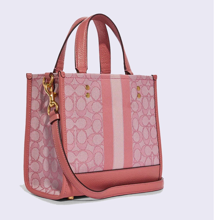 C.O.A.C.H Dempsey Tote 22 In Signature Jacquard With Stripe And Coach Patch for Crossbody/Shoulder Wear