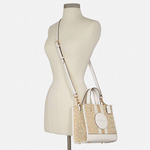 C.O.A.C.H Dempsey Tote 22 In Signature Jacquard With Stripe And Coach Patch for Crossbody/Shoulder Wear