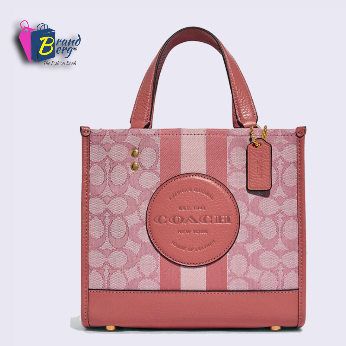 C.O.A.C.H Dempsey Tote 22 In Signature Jacquard With Stripe And Coach Patch for Crossbody/Shoulder Wear