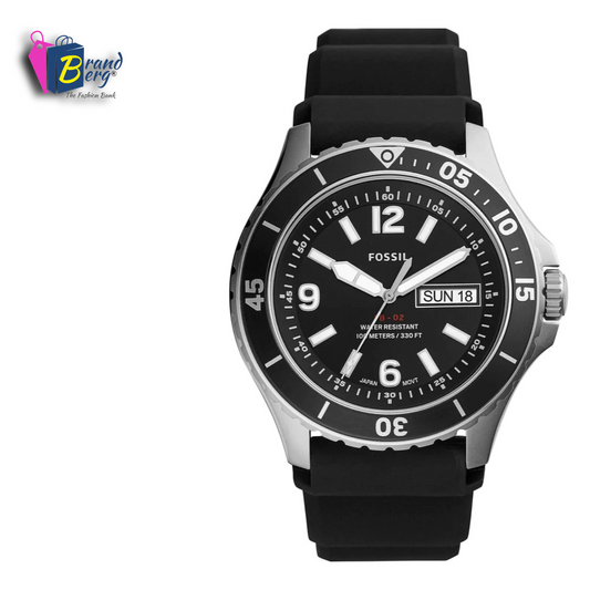 F.O.S.S.I.L Three-Hand Date Black Stainless Steel/Silicone Men’s Watch