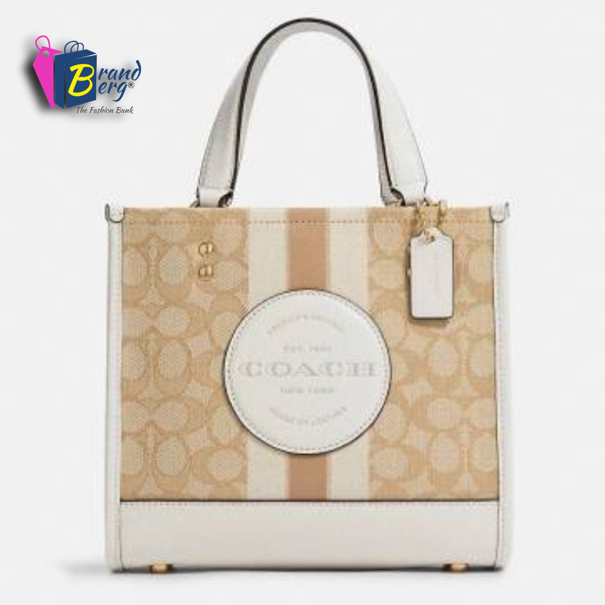 C.O.A.C.H Dempsey Tote 22 In Signature Jacquard With Stripe And Coach Patch for Crossbody/Shoulder Wear