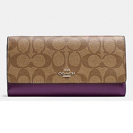 COACH Long Tri-fold Wallet With ID Case Outlet Luxury Signature