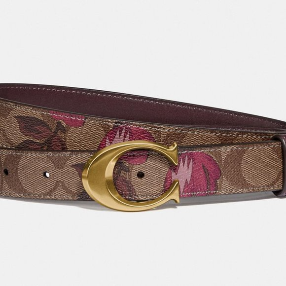 COACH Signature Buckle Belt With Victorian Floral Print