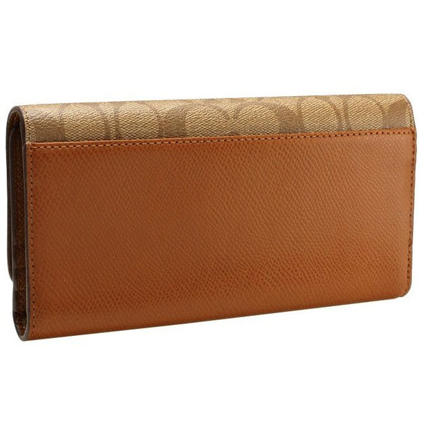 COACH Long Tri-fold Wallet With ID Case Outlet Luxury Signature